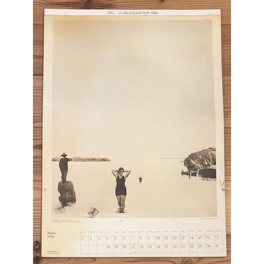 VTG 17"x24" SALVADOR DALI 1988 Wall Calendar w/ 7 Art PRINTS *Incomplete* RARE!
